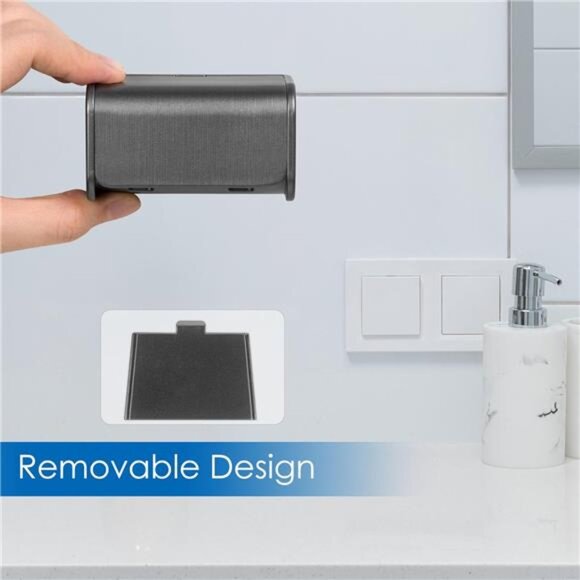Wall Mounted Toothbrush Holder Set 2 Slots Bathroom Storage Organizer with Cover - Picture 4 of 7